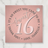スウィート16th誕生日シックかわいいキュートサンキューピンクパーティー フェイバータグ (裏面)