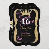 スウィート16th誕生日パーティーピンクスティレット 招待状 (正面/裏面)