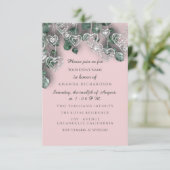 スウィート16th誕生日ブライダルシャワーハートシルバー 招待状 (スタンド正面)