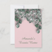 スウィート16th誕生日ブライダルシャワーハートシルバー 招待状 (裏面)