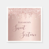 スウィート16th16歳の誕生日バラ金ゴールドグリッター スタンダードカクテルナプキン (正面)