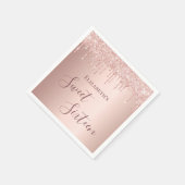 スウィート16th16歳の誕生日バラ金ゴールドグリッター スタンダードカクテルナプキン (角)