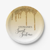 スウィート16th16歳の誕生日金ゴールドグリッター ペーパープレート (正面)