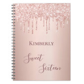 スウィート16th16誕生日バラ金ゴールドグリッター ノートブック (正面)