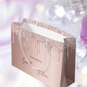 スウィート16th16誕生日バラ金ゴールドグリッター ラージペーパーバッグ