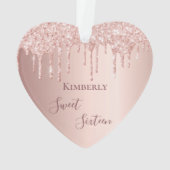 スウィート16th16誕生日バラ金ゴールド乾燥 オーナメント (裏面)