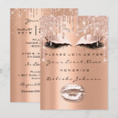 スウィート16th グリッター ブライダル メイクアップ ローズ クーパー ドリップス 招待状 (正面/裏面)