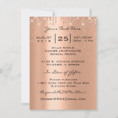 スウィート16th グリッター ブライダル メイクアップ ローズ クーパー ドリップス 招待状 (裏面)