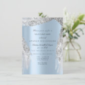 スウィート16th ブライダルシャワー シルバーグレー ブルー ドレス 招待状 (スタンド正面)