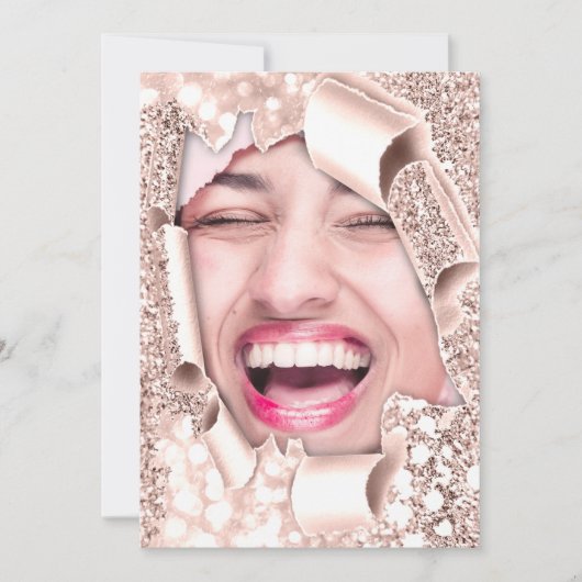 スウィート16th 15ブライダルシャワー3Dバラグリッター 招待状 (正面)