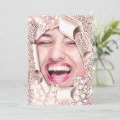 スウィート16th 15ブライダルシャワー3Dバラグリッター 招待状 (スタンド正面)