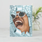 スウィート16th 15ブライダルシャワー3Dブルー卒業生 招待状 (スタンド正面)