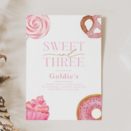 スウィート3バースデーパーティ招待状 招待状