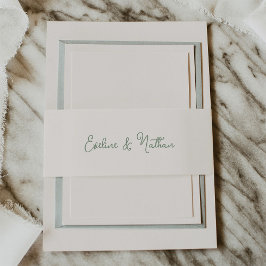 スウィート&お洒落アイボリーとセージ・グリーン | 結婚s 招待状ベリーバンド