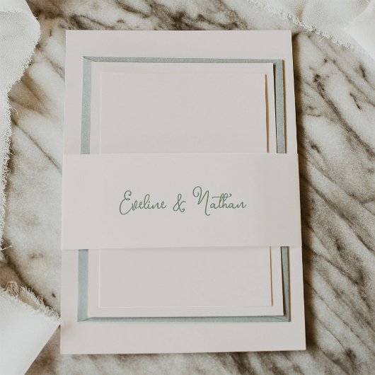 スウィート&お洒落アイボリーとセージ・グリーン | 結婚s 招待状ベリーバンド