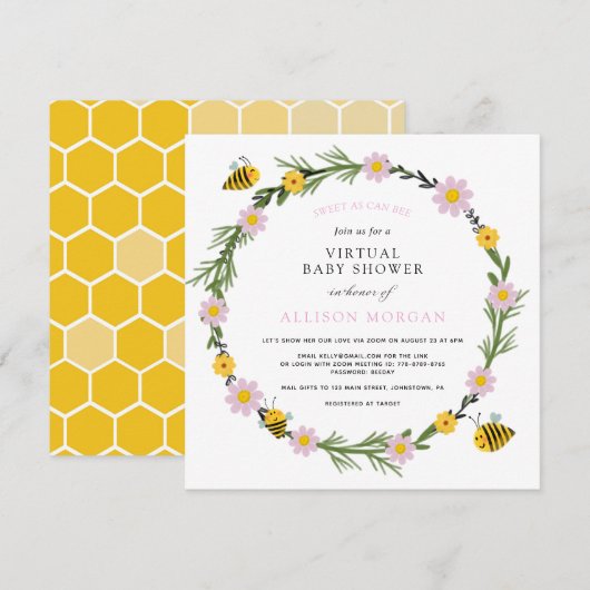 スウィート アズ キャン ビー バーチャル ベイビー シャワー インビテーション (正面/裏面)
