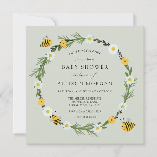 スウィート アズ キャン ビー ベイビー シャワー 招待状 (正面)