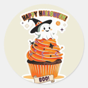 スウィート・アズ・キャン・ブーのかわいいハロウィンカップケーキ ラウンドシール