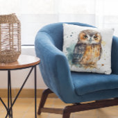 スウィート ウォーターカラー フォレスト オウル デコール クッション