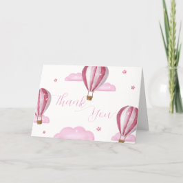 スウィート エレガント ホット エア バルーン ガール ベビーシャワー サンキューカード