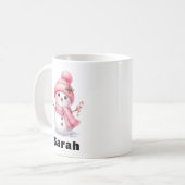 スウィート キャンディ ケーン ピンク スノーマン クリスマス コーヒーマグカップ (正面左)