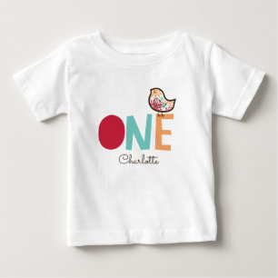 スウィート キャンディ ダマスク チック ガール 1歳の誕生日パーティー ベビーTシャツ