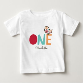 スウィート キャンディ ダマスク チック ガール 1歳 誕生日パーティー ベビーTシャツ