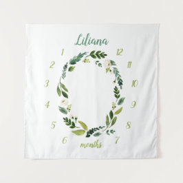 スウィート グリーンベイビー 名前 月間 マイルストーン フォト タペストリー