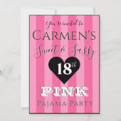 スウィート&サッシー ピンクパジャマパーティーの写真 招待状 (正面)