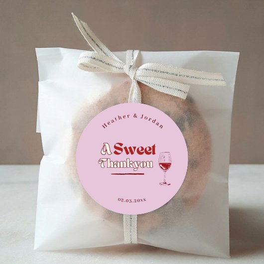 スウィート サンクス ピンク ワインレッド レトロ ウェディング ギフト ラウンドシール