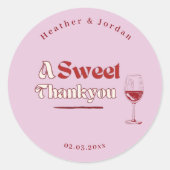 スウィート サンクス ピンク ワインレッド レトロ ウェディング ギフト ラウンドシール (正面)