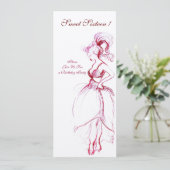 スウィート・シックスティーン・パーティー、赤とピンクのクリーム色のフェルト 招待状 (スタンド正面)