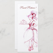 スウィート・シックスティーン・パーティー、赤とピンクのクリーム色のフェルト 招待状 (正面/裏面)