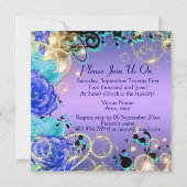 スウィート・シックスティーン ローズ・ジュエル・ブルー・エレガント 招待状 (裏面)