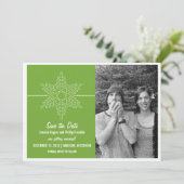 スウィート スノーフレーク セーブ・ザ・デート 招待状 グリーン (スタンド正面)
