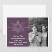 スウィート スノーフレーク セーブ・ザ・デート 招待状（紫） (正面/裏面)