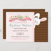 スウィート・スプリング・バニー・ガール・ベイビーシャワー招待状 招待状 (正面/裏面)