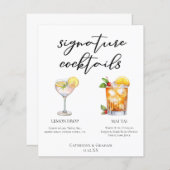 スウィート&タルトのシグネチャーカクテル結婚ズメニュー (正面/裏面)