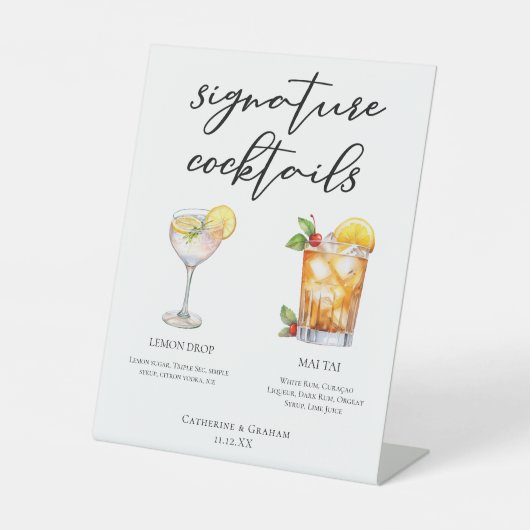 スウィート&タルトのシグネチャーカクテル結婚ズメニュー 台座サイン (正面)