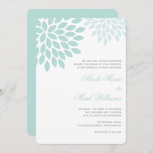 スウィート ダリアのウェディング 招待状 (正面/裏面)