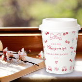 スウィート チェリー ボウ ピンク ガール シャワー 紙コップ