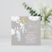 「スウィート・ドリームス・バニー」双子の赤ちゃん歓迎会招待状 招待状 (スタンド正面)