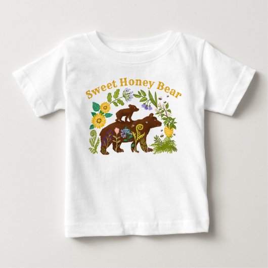 スウィート ハニー ベアのママと赤ちゃん ベビーTシャツ (正面)