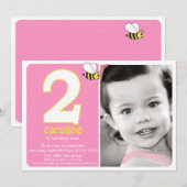 スウィート バズィー ビー 2歳 フォト 招待状 (正面/裏面)