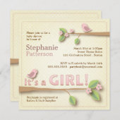 スウィート・バーディー　女の子のベイビーシャワー招待状 招待状 (正面/裏面)
