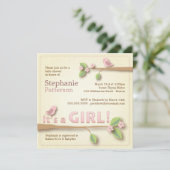 スウィート・バーディー　女の子のベイビーシャワー招待状 招待状 (スタンド正面)