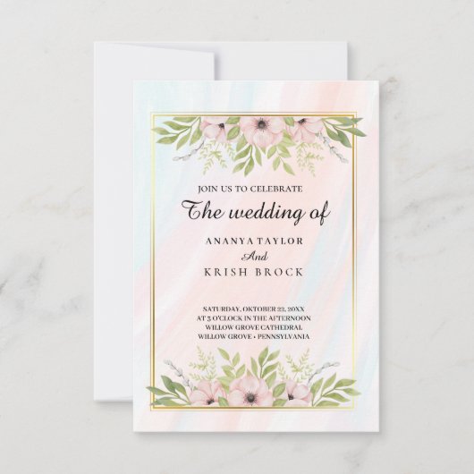 スウィート&ピンクフローラ結婚ズ 招待状 (正面)