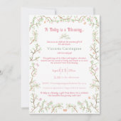 スウィート ピンク ウォーターカラー エレガント ベイビー シャワー 招待状 (正面)