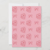 スウィート ピンク コケッタ ボウ 1歳の誕生日 ハート ケーキ 招待状 (裏面)