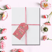 スウィート ピンク デイジー ブーケ レトロ パターン サンクス ギフトタグ